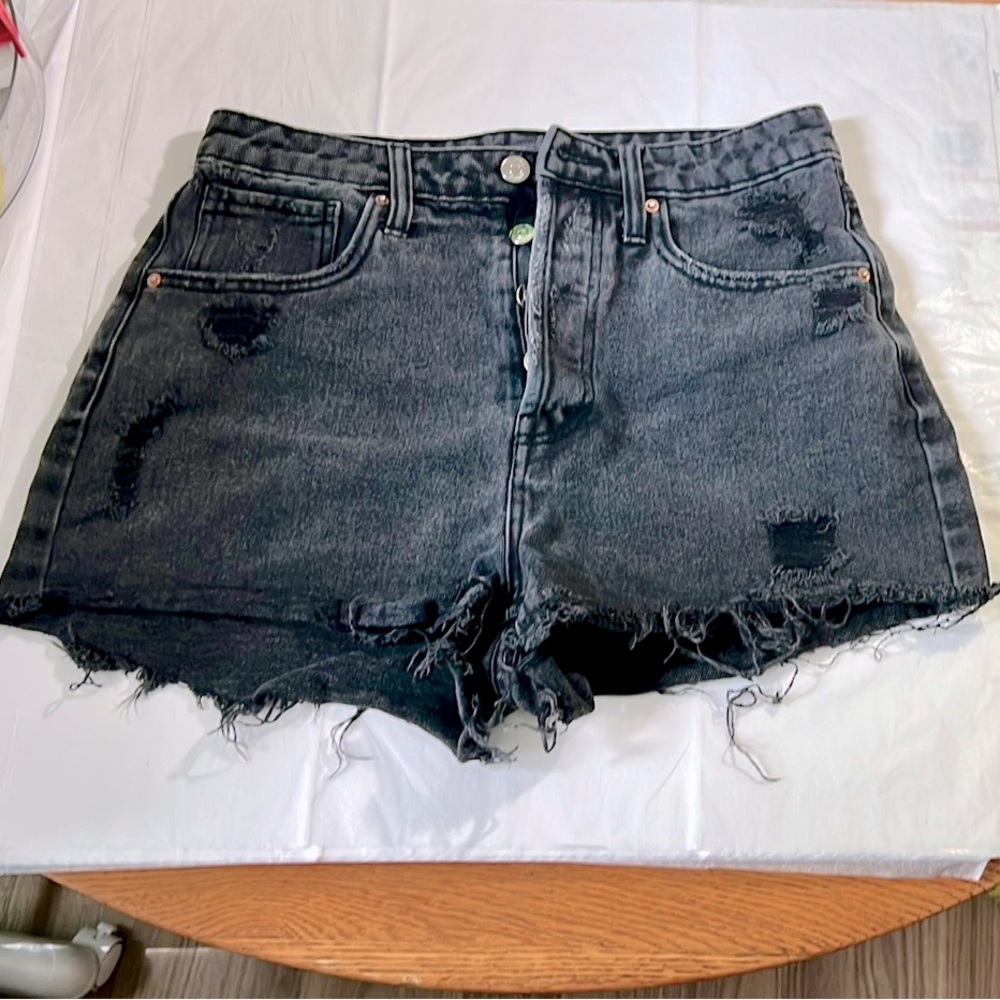 Wild Fable Distressed Black Denim Shorts - Picture 1 of 8